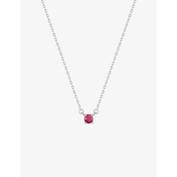 Collier oxyde de ziconium rouge argent 925 rhodié