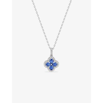 Collier oxyde de ziconium bleu+blanc argent 925 rhodié