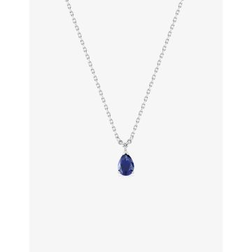 Collier oxyde de ziconium bleu+blanc argent 925 rhodié