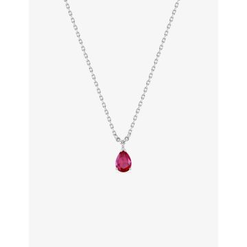 Collier oxyde de ziconium rouge+blanc argent 925 rhodié