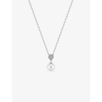 Collier perle d'imitation oxyde de ziconium argent 925 rhodié