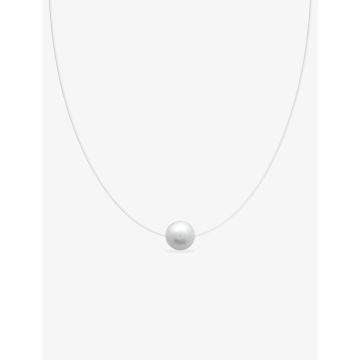 Collier perle d'imitation fil nylon argent 925 rhodié