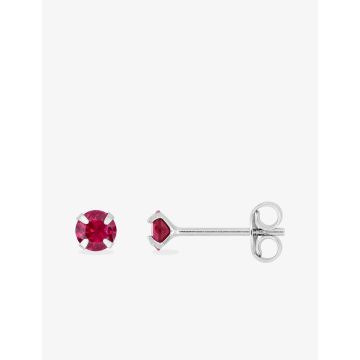 Boucles d'oreilles clou oxyde de ziconium rouge argent 925 rhodié