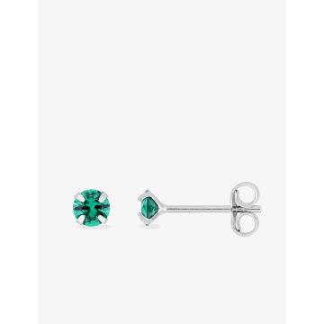 Boucles d'oreilles clou oxyde de ziconium vrt argent 925 rhodié