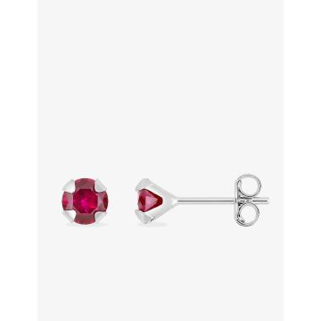 Boucles d'oreilles clou oxyde de ziconium rouge argent 925 rhodié