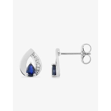 Boucles d'oreilles clou oxyde de ziconium blanc+bleu argent 925 rhodié