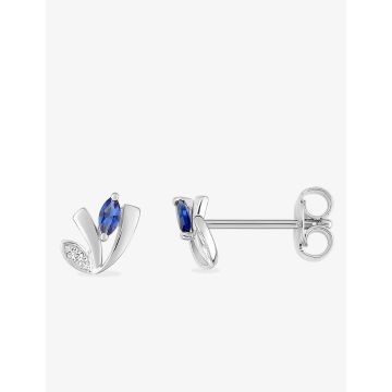 Boucles d'oreilles clou oxyde de ziconium blanc+bleu argent 925 rhodié
