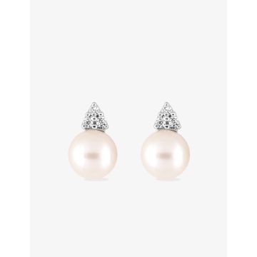 Boucles d'oreilles clou perle synthétique oxyde de ziconium argent 925 rhodié