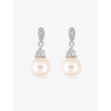 Boucles d'oreilles pdt perle synthétique oxyde de ziconium argent 925 rhodié