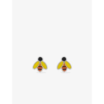Boucles d'oreilles clou laque jaune+rose argent 925 rhodié