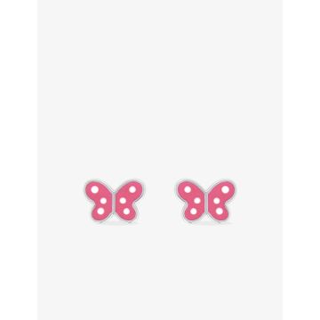 Boucles d'oreilles clou laque rose argent 925 rhodié