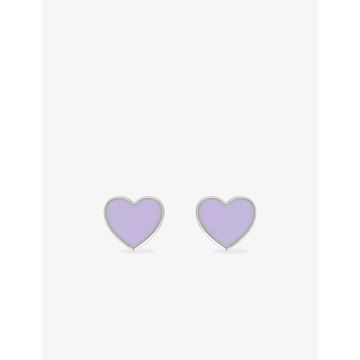 Boucles d'oreilles clou laque mauve argent 925 rhodié