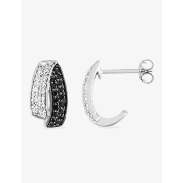 Boucles d'oreilles oxyde de ziconium bl+nr argent 925 rhodié