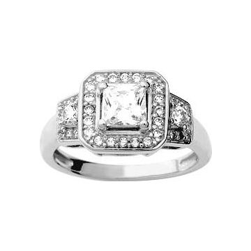 Bague oxyde de ziconium argent 925 rhodié