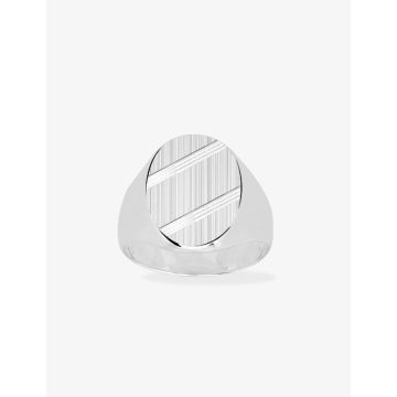 Chevalière lapidée brossée argent 925 rhodié