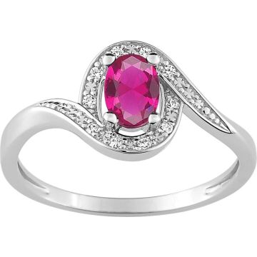 Bague oxyde de ziconium blanc+rouge argent 925 rhodié