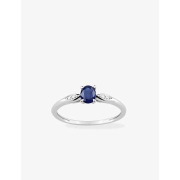 Bague argent 925 rhodié SAPHIR SYNTHETIQU