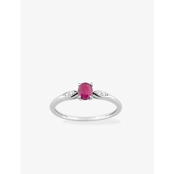 Bague oxyde de ziconium blanc+rouge argent 925 rhodié