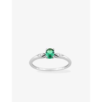 Bague oxyde de ziconium blanc+vert argent 925 rhodié