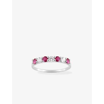 Bague oxyde de ziconium blanc+rouge argent 925 rhodié