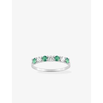 Bague oxyde de ziconium blanc+vert argent 925 rhodié