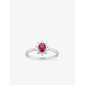Bague oxyde de ziconium rouge argent 925 rhodié
