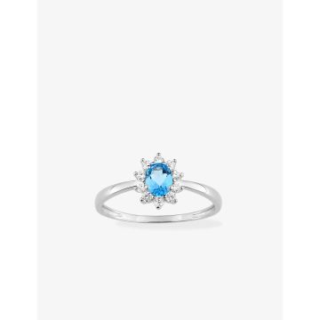 Bague topaze bleu synthétique oxyde de ziconium argent 925 rhodié