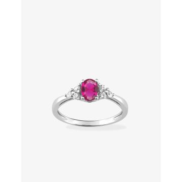 Bague oxyde de ziconium blanc+rouge argent 925 rhodié