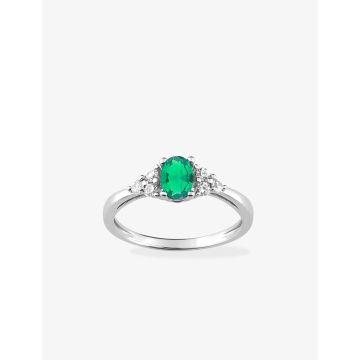 Bague oxyde de ziconium blanc+vert argent 925 rhodié