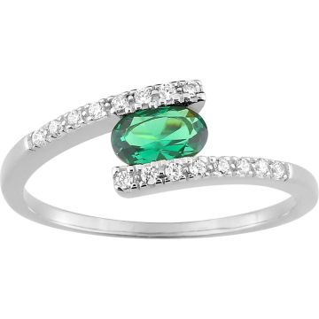 Bague oxyde de ziconium vrt argent 925 rhodié