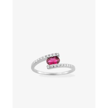 Bague oxyde de ziconium rouge argent 925 rhodié