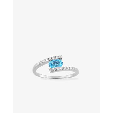 Bague topaze bleu synthétique oxyde de ziconium argent 925 rhodié