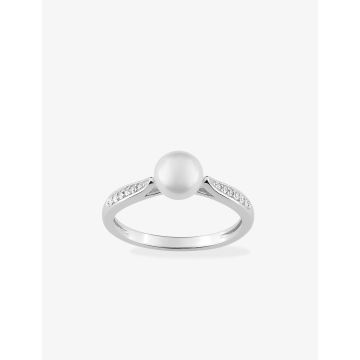 Bague perle synthétique oxyde de ziconium argent 925 rhodié