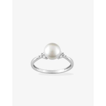 Bague perle synthétique oxyde de ziconium argent 925 rhodié