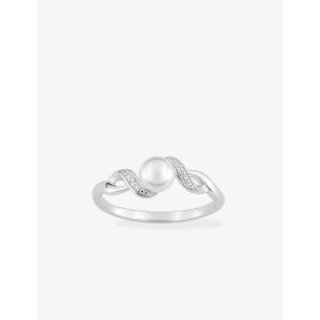 Bague perle d'imitation oxyde de ziconium argent 925 rhodié