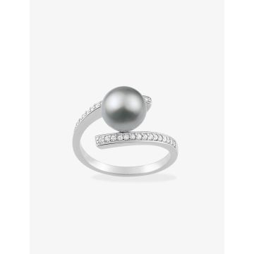 Bague perle d'imitation oxyde de ziconium argent 925 rhodié