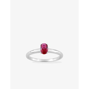 Bague oxyde de ziconium rouge argent 925 rhodié
