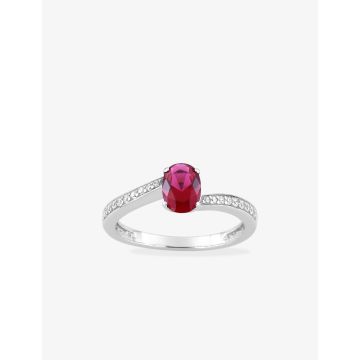 Bague oxyde de ziconium rouge+blanc argent 925 rhodié