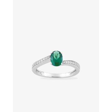 Bague oxyde de ziconium vrt+blanc argent 925 rhodié