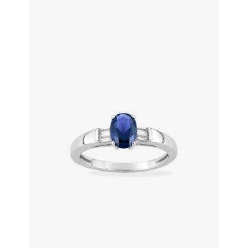Bague oxyde de ziconium bleu+blanc argent 925 rhodié