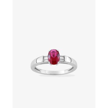 Bague oxyde de ziconium rouge+blanc argent 925 rhodié