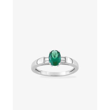 Bague oxyde de ziconium vrt+blanc argent 925 rhodié