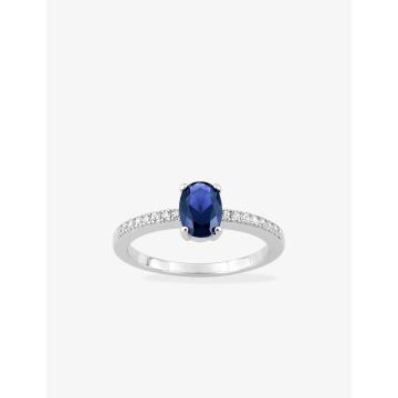Bague oxyde de ziconium bleu+blanc argent 925 rhodié