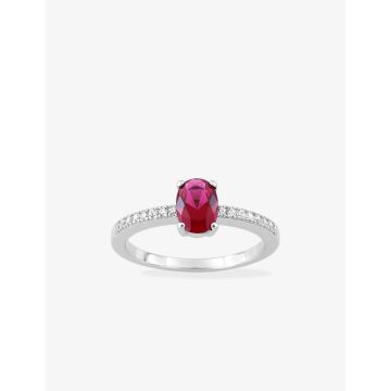 Bague oxyde de ziconium rouge+blanc argent 925 rhodié