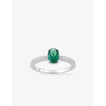 Bague oxyde de ziconium vrt+blanc argent 925 rhodié