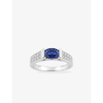 Bague oxyde de ziconium bleu+blanc argent 925 rhodié