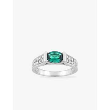 Bague oxyde de ziconium vrt+blanc argent 925 rhodié