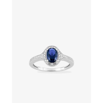 Bague oxyde de ziconium bleu+blanc argent 925 rhodié