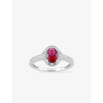Bague oxyde de ziconium rouge+blanc argent 925 rhodié