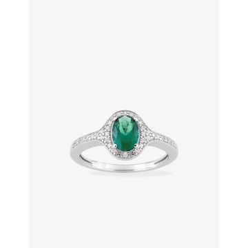 Bague oxyde de ziconium vrt+blanc argent 925 rhodié